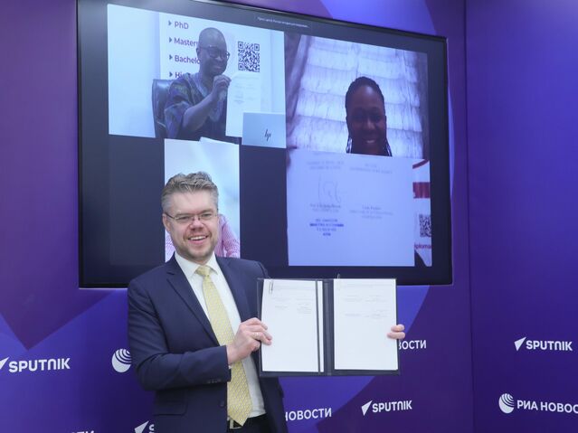 Sputnik заключил меморандум о взаимопонимании с Университетом медиа, искусств и коммуникаций Ганы (UniMAC) - «Россия сегодня», 640, 16.02.2026